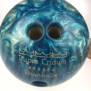 Brunswick Pro Triple Crown 15 Lb Vintage Silver & Blue Swirl Bowling Ball
