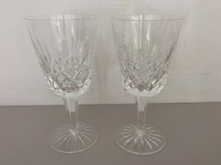 Vintage Signed Waterford Lismore Crystal 8 Oz.  Goblets/ Wine Set (2)