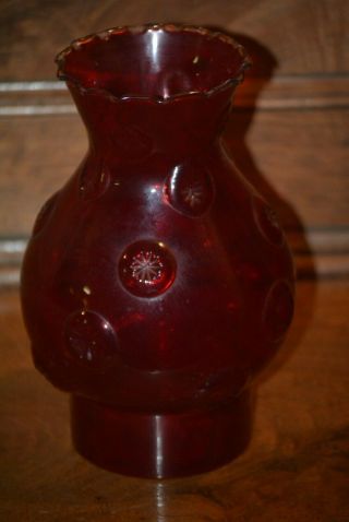 Vintage L.  E.  Smith Moon And Star Red Hurricane Shade 7 1/4 " Tall