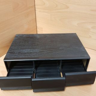Vintage Black Ash 3 Drawer Draw Cassette Tape Storage Unit Holds 30 Cassettes 2