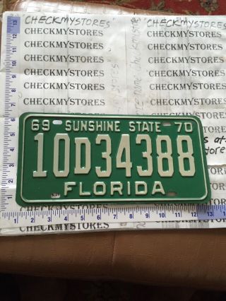 Vintage 1969 - 70 Fl Florida Usa Sunshine State Car Plate 10d34388 One (1)