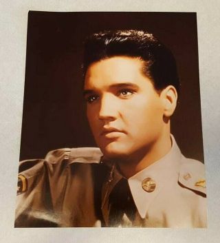 Elvis Presley Photo Army Uniform 8x10 Color 1981 Print Headshot 1958 Vintage