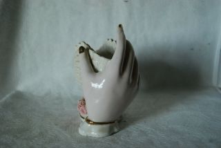 Vintage Ladies Hand Vase Iridescent Porcelain Sea Shell Vase Hand Holding Seashe 2