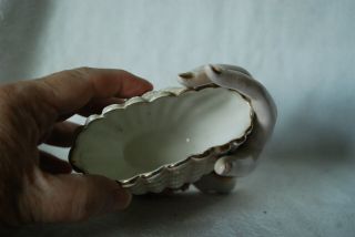 Vintage Ladies Hand Vase Iridescent Porcelain Sea Shell Vase Hand Holding Seashe 6