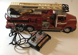 Vintage Bright Rc Cable Control Fire Engine Truck Plymouth Fd 9