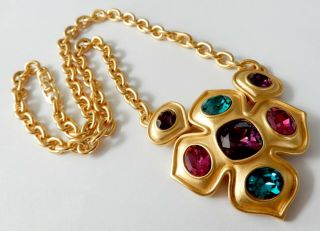 Vintage Napier Gold Plated Crystal Rhinestone Runway Necklace