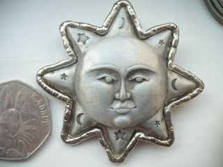 Vintage Signed Jj Brooch Star Moon Lovely Detailed