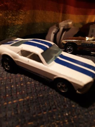 Vintage 1974 Hot Wheels Blackwall Mustang Stocker White With Blue Stripes