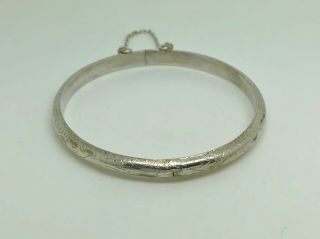 Gorgeous Vintage Sterling Silver Engraved Narrow Cuff Bracelet Bangle 6 