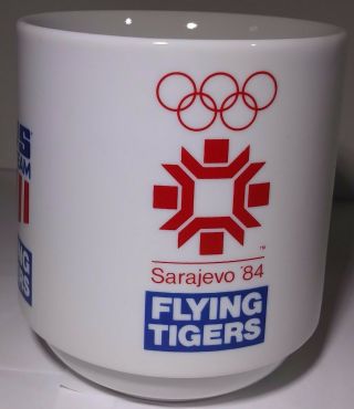 Sarajevo 1984 Winter Olympics Coffee Mug 8 Fl Oz Cup Flying Tigers Usa Vintage