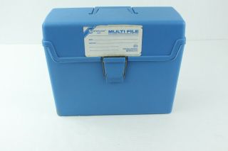 1987 Sterling Plastics Plastic File Box Multi File 274 Vintage Blue W Handle