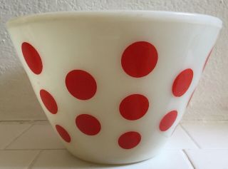 Vintage Fire King Bowl,  Red Dots,
