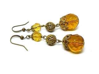 Vintage sparkly art deco amber glass bead earrings to match 1930s necklaces 2