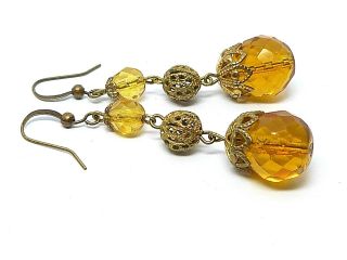 Vintage sparkly art deco amber glass bead earrings to match 1930s necklaces 4