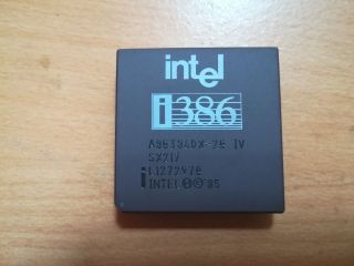 Intel A80386dx - 20,  386dx,  Sx217,  Vintage Cpu,  Gold,  Top