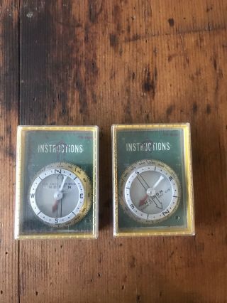 2 Vintage Silva System Compass Type 5 With Instructions And Box Usa