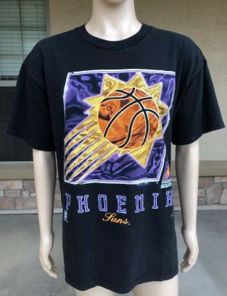 Euc Vintage 90s Phoenix Suns Nba Nutmeg Mills T Shirt Usa Made Size Xl Black