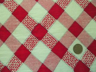 Vtg Feedsack Red White Plaid Lattice Check Tablecloth Fabric Cotton 37.  5 " X 51 "