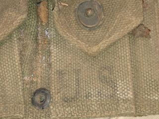 Vintage WWII era U.  S.  Military canvass 10 pouch ammo / clip belt.  FAST S&H 7