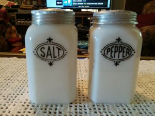 Vintage Hazel Atlas Range Milk Glass Salt Pepper Shakers