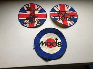 3 X Large (9 " Diameter) Vintage Mods Sew On Patches - Chords Lambretta Mods