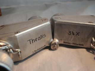 Vintage folding Theatis 3 1/2 X miniature binoculars in carrying case 7