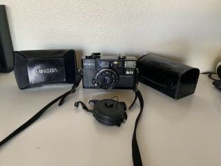 Minolta Hi - Matic Af2 Point & Shoot Camera With Case And Extra Lenses