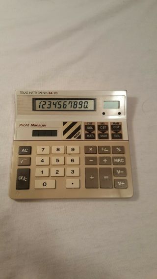 Vintage Texas Instruments Ti Ba - 20 Calculator Profit Manager Solar Power
