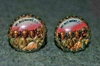 Mount Rushmore Sd Clip On Earrings Bronze Tone 3 - D Effect 1960 