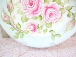 byDAS AQUA PINK ROSES TRAY shabby hp hand painted chic vintage cottage garden 5