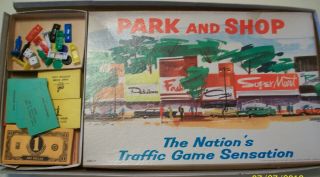 Vintage 1960 Park And Shop Milton Bradley Board Game - Nearly Complete