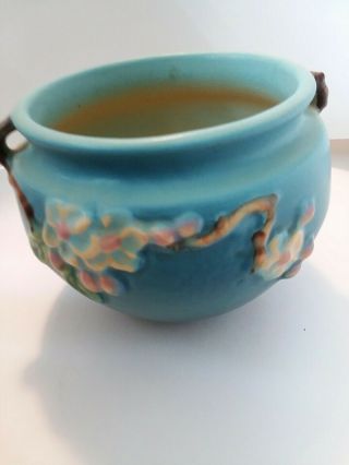 Vintage Roseville Pottery Apple Blossom Blue 4 " Jardiniere