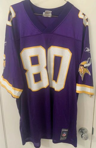 Vintage Minnesota Vikings Chris Carter Jersey Size Large Purple Nfl Football 80