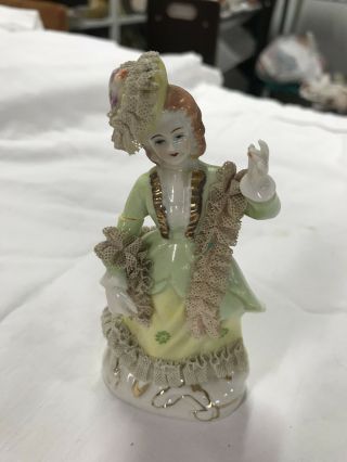 Vintage Dresden Lace Victorian Lady Figurine (h)