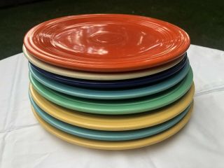 8 Vintage Homer Laughlin Fiesta Ware 9.  5” Dinner Plates