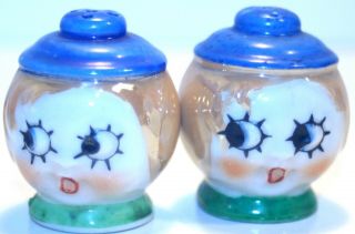 Big Eye Google Lusterware Salt And Pepper Shakers Goebel Vintage Japan