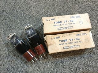 " Rare Hytron Vt - 62 (801/801a) Power Output Tube Matched Pair.  " Early Edition "