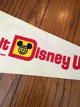 Vintage 24” White Mickey Mouse Walt Disney World Pennant 5