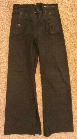 Vtg Wwii U.  S.  N.  Navy Blue Bell Bottom Pants Trousers Cracker Jack Sailor Uniform