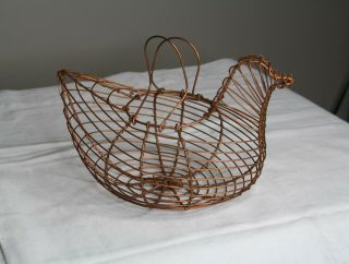 Vintage Copper Wire Chicken Egg Basket