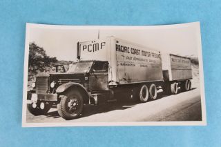 Vtg Pacific Coast Motor Freight Truck Portland,  Oregon Black & White Photograph