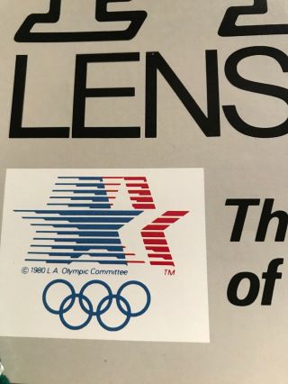 Vintage CANON FD 35mm Lenses 1984 Olympics Poster.  24in 5