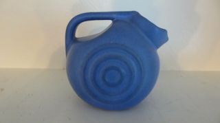 Vintage Niloak Bulls - Eye Matte Blue Pitcher 5 " Pottery Sticker
