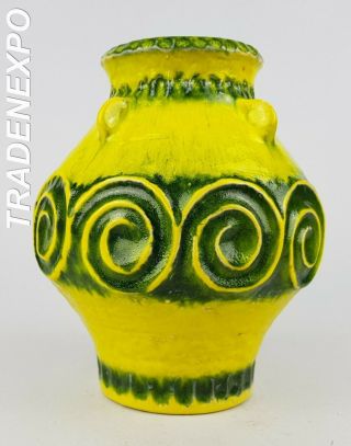 Vintage 1960 - 70s Jasba Keramik Vase Yellow West German Pottery Fat Lava Era Mcm