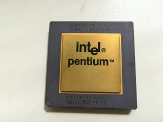 Intel Pentium 75 A80502 - 75 Sx961,  Vintage Cpu,  Gold,  Top