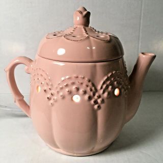 Scentsy Teapot Warmer Collectible Vintage Pink Scent Wax Burner Retired