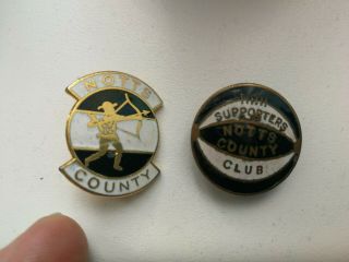 2 X Notts County Vintage Enamel Football Club Badge 