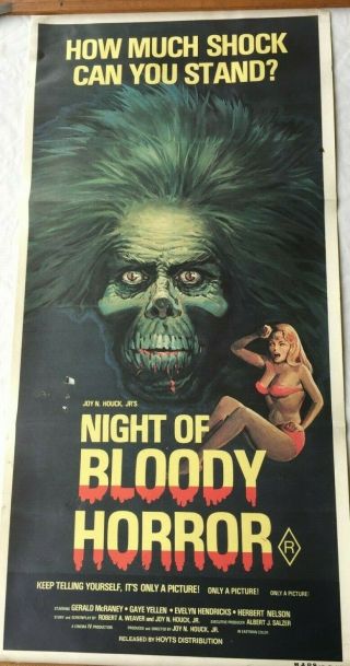 Old Vintage Daybill Movie Film Poster Australian The Night Of Bloody Horror - 7