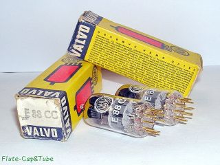 NOS OB 1969 ' s VALVO - PHILIPS E88CC / 6922 Big O Getter Matched Pair tubes II 3