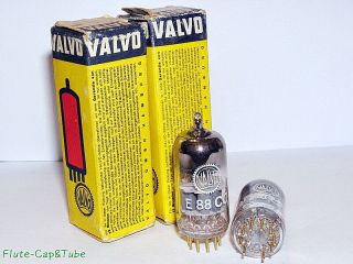NOS OB 1969 ' s VALVO - PHILIPS E88CC / 6922 Big O Getter Matched Pair tubes II 5